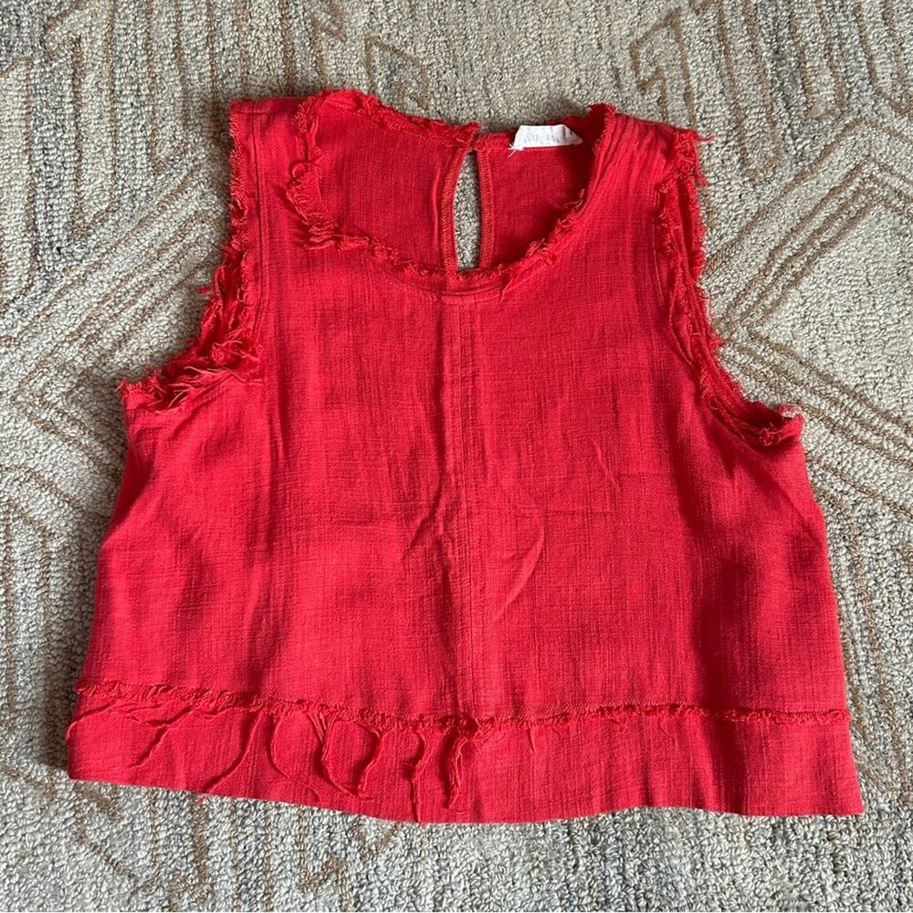 70s Linen Blend Retro Summer Minimalist Tank, Women’s L